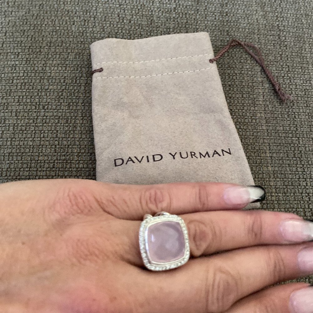 Authentic -David Yurman Albion  ring with Rose Quartz and diamonds
